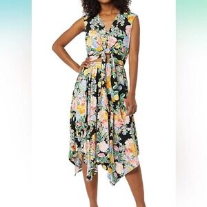 BCBGMaxAzria Fit Flare Midi Floral Dress Women's Small Resortwear Garden Party‎